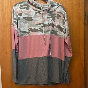 Sew In Love Gray And Pink Camp Knit Hoodie